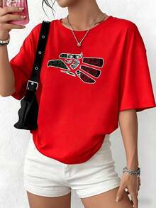 100% Cotton. Central Figure Of A  Mask With  Symbols In Patriotic Colors Representing Strength, Tradition, And National Pride In Every Detail. Women's 100% Cotton Soft And Durable T-Shirt, Perfect For Showing Off Your Attitude. Women's Simple Solid Color T-Shirt, Loose And Slim Fit Casual Short Sleeve - 黑色 - 查看 9