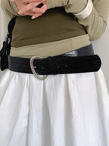 Korean Style Luxury Wide White Belt For Women, Niche Designer Waist Corset Fashion Decorative Waistband, All-Match Wide Belt Perfect For Dresses, Pants And Daily Casual Outfits - Multicolor - View 5