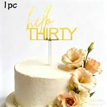 3pcs/1pc Acrylic Gold "Hello 30 40 50 60" Birthday Cake Topper, Birthday Anniversary Party Decorations - Multicolor - View 11