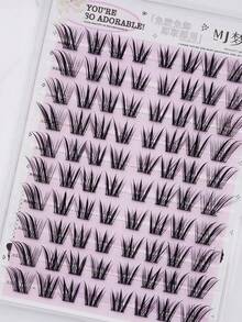 80pcs Slanted Winged Fox Eyelashes, Glue-On And Glue-Free Styles, Chinese-Style Fox Eyelashes, Icy Qingqiu Fox Natural Look Design, Curled Segmented Individual Lashes, Beginner-Friendly, Lightweight Airy Feel, Reusable, Suitable For Daily, Date, And Traditional Chinese Makeup Looks - C - View 4