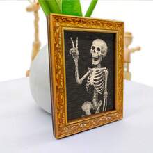 1 pieza Marco de madera Imán de refrigerador, Pegatina de refrigerador con patrón de calavera - Adecuado para el hogar, la oficina, la sala de estudio Decoración del refrigerador - ¡Imán de refrigerador! - Unitalla - Ver 5