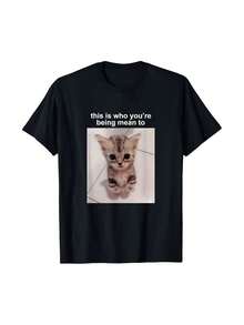 Funny T-Shirt With The Meme "This Is What You Apologize For" Featuring An Adorable Tabby Cat And Smiling Kitten Print - Lightweight 220g Unisex Retro T-Shirt Suitable For Summer, Hiking, Gym And Outdoor Activities - Casual Wear With Viral Meme Outfit - 黑色 - 查看 1