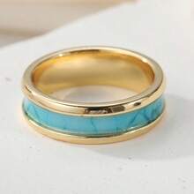 Classic Retro Floral Pattern Plain Band Ring, Elegant Flowing Design, Luxury Accessory For Daily Wear And Festivals - Gold - View 9