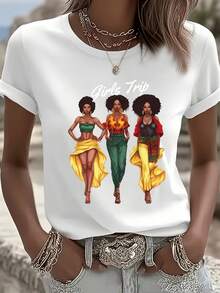 Camiseta de Verano de Talla Grande para Mujer, de Manga Corta, Corte Holgado y Moderno - Negro - Ver 7