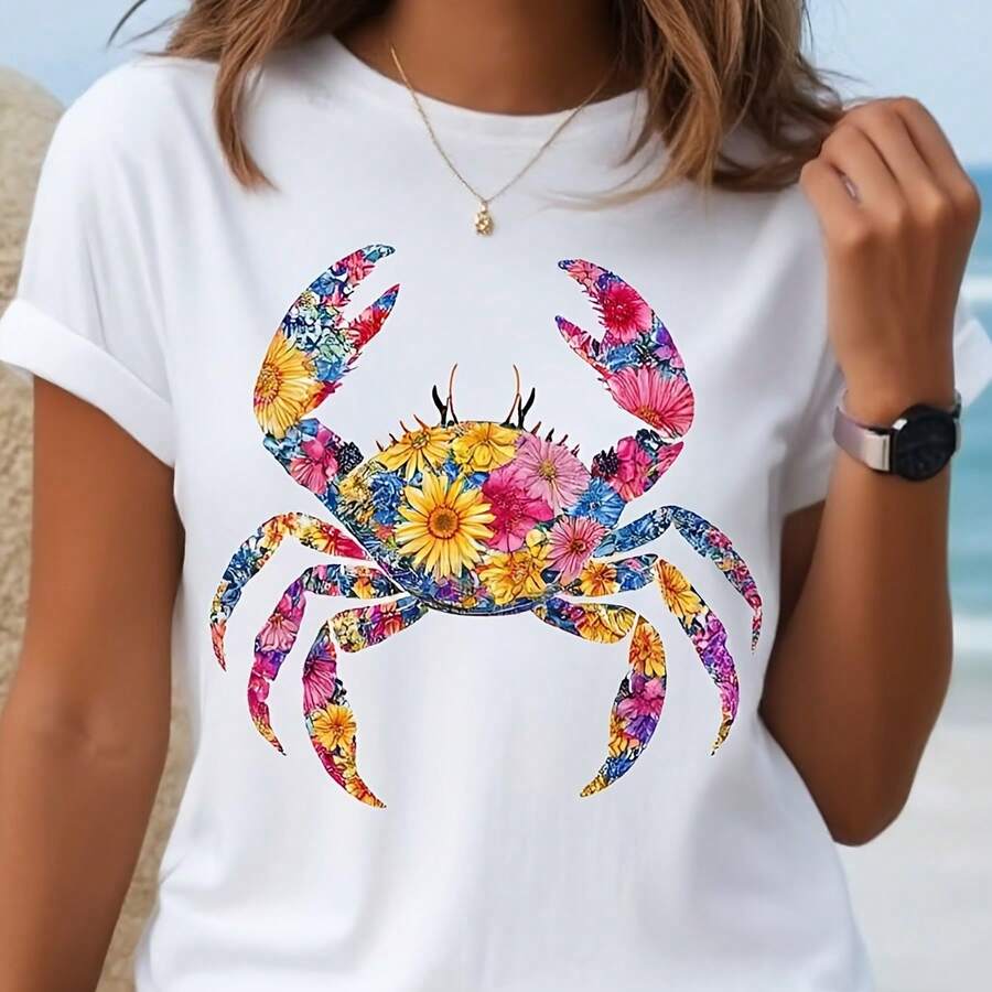 Women's T-Shirt With Photo Collage Print And Text, Vintage K-Pop Design - 白色 - 查看 1
