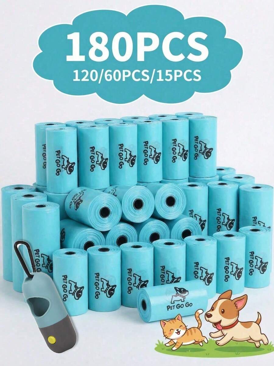 270/180/120/60/15入 1.3英吋厚絲滑狗便便袋 寵物用品 狗狗配件 防水易用 防臭加厚設計 適合戶外遛狗、貓砂盆及居家清潔 - 彩色 - 查看 1