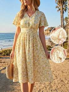 Vestido de mujer con cuello en V con estampado floral romántico, estilo campestre adecuado para Pascua y vacaciones, dulce y elegante para vacaciones, citas, fiestas, graduaciones, bodas y playa. Vestido de verano para mujer, ropa de verano para vacaciones, vestidos de verano de talla grande, vestido de verano de talla grande, vestido de playa, vestidos de verano para mujer, vestidos de verano para mujer, vestido modesto de Pascua, vestido de té, vestido floral amarillo para mujer, vestido de primavera amarillo para mujer, vestido de limón para mujer, vestido de primavera modesto para mujer, ropa de primavera/verano para mujer, vestido de vacaciones para mujer, vestido bohemio para mujer, vestido floral de verano para mujer, vestido casual de verano, vestido de estilo español amarillo para mujer, vestidos casuales de mujer, vestido de primavera para mujer, vestidos de verano para mujer, vestido floral para mujer, vestido vintage para mujer - Gris - Ver 10