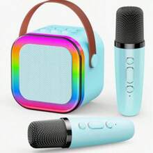 Karaoke Machine, Portable Bluetooth Karaoke Speaker With 2 Wireless Microphones, Karaoke Microphone Machine, Suitable For Parties/Meetings/Adults, And An Excellent Gift Choice. - Blue - View 1