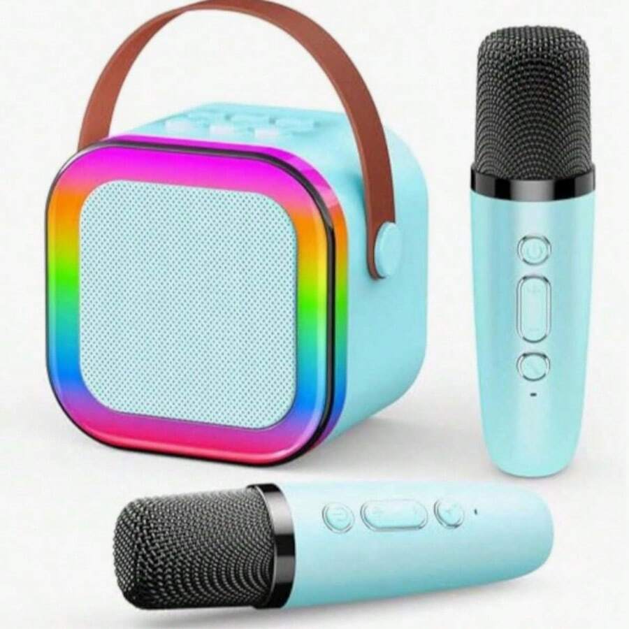Karaoke Machine, Portable Bluetooth Karaoke Speaker With 2 Wireless Microphones, Karaoke Microphone Machine, Suitable For Parties/Meetings/Adults, And An Excellent Gift Choice. - Blue - View 1