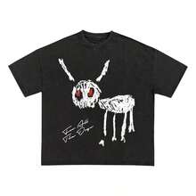 Drake For All The Dogs Garment Dyed Heavyweight T Shirt - Black - View 2