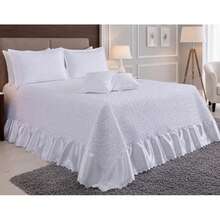 Athena Queen Size Bedspread Quilt Kit 5 Pieces - White - 白色 - 查看 1