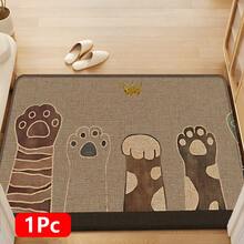 1pc Cat Paw Print Linen Kitchen Rug, Bathroom Mat, Doormat, 3D Printed Rectangle Carpet For Living Room, Bedroom, Hallway, Bathroom, Laundry Room - Polyester Rug For Indoor And Outdoor Home Decor - Multicolor - View 13