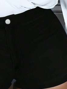 Womens High Waisted Stretchy Denim Dressy Sexy Butt-Lifting Shorts - 黑色 - 查看 5
