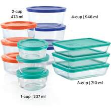 (12-Pack) Glass Food Storage Containers Set, 1/2/3 Cup Meal Prep Containers With Plastic Lids, Dishwasher & Microwave - 12 Pack - View 2