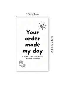 50pcs Your Order Made My Day Thank You Cards, Sun Flower Mini Greeting Cards, Cute Appreciation Notes For Small Business, Customer Gift Inserts, Package Decoration Cards - Sets - View 7