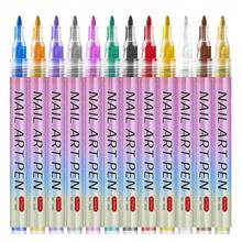 New Nail Art Markers 12 Colors/4 Colors Pack, Classic Nail Art Makeup Colors, Nail Art Painting Pens, DIY Painting Graffiti Nail Art Outlining Highlighting Pens, Nail Art Markers, ABS Makeup Marker Set, Suitable For Painting On Various Surfaces - Multicolor - View 5