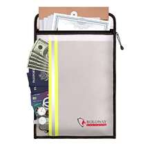 - Bolsa de documentos ignífuga 15 x 11 pulgadas con 2 bolsillos, bolsa de sobres para dinero en efectivo, documentos legales (plateada) - Plateado - Ver 2