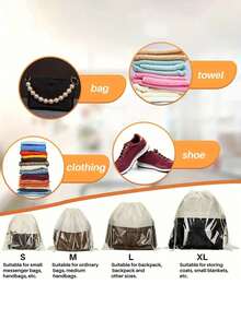 Dust Covers With Drawstring - Lightweight Non-Woven Storage Pouches For Handbags, Purses, Shoes - Breathable Cloth Bags For Travel & Home Use - Multicolor - View 2