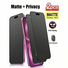 2片装磨砂隐私屏幕保护膜，适用于 17 Pro Max [6.9英寸]，防窥隐私配件，防眩光防指纹，兼容手机壳，易于安装，无气泡，触感顺滑，适用于 17 Pro Max/17 Pro/17 Air/16/15/14 Plus/13 Mini/12/11系列，日常、办公、居家必备屏幕保护膜，防窥、防水、防震、防刮。 - 黑色 - 查看 10