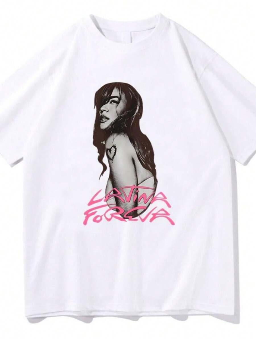 blusas para muje 2026 New Karol Gs Cotton T-shirts Karol Gs LATINA FOREVA Tees Men Women Short Sleeve Retro Casual Tshirts Aesthetic Y2K Top Casual - Blanco - Ver 1