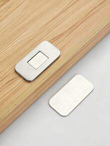 4pcs/Set Drill-Free Ultra-Thin Strong Magnetic Stainless Steel Cabinet Door Locks With Powerful Adhesive Backing, Suitable For Kitchen, Bathroom And Wardrobe Drawer Installation. No Drilling Required. Double-Sided Adhesive Backing. Refrigerator Magnets. - A - View 5