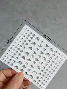2pcs Shiny Face Rhinestone Stickers, Assorted Heart, Star, Moon Designs, Waterproof Stickers For Stage Makeup, Party Makeup, Music Festival, Selfie Photo Decor, 3D Acrylic Rhinestones - Multicolor - View 5