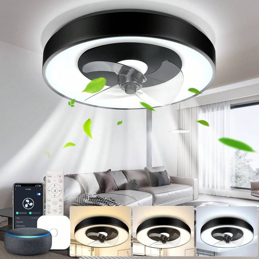 Aigostar – Smarten Deckenventilator mit Beleuchtung, kompatibel mit Alexa LED 40 W, 4400 Lumen, Farbtemperatur 2700–6500 K (dimmbar), leise, inklusive Fernbedienung und Gateway, 6 Geschwindigkeiten, ⌀ 50 cm - CCT - Übersicht 1