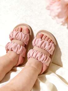 Giày sandal mùa hè đế mềm cho bé gái, giày bệt dự tiệc cưới, giày tập đi cho bé sơ sinh, giày tập đi trong nôi. - Màu Hồng baby - Xem 8