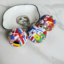 Llavero colgante de plástico ABS con bandera del mundo y fútbol, adorno y recuerdo para aficionados, para adolescentes y adultos, decoración colgante para mochila/llavero, regalo para eventos deportivos y festivos - Multicolor - Ver 2