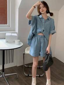 Women Two-Piece Outfits - Blue - View 5