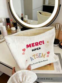 Sac cosmétique imprimé "Merci d'être un professeur incroyable" | Meilleur organisateur de maquillage thème professeur | Pochette de voyage imprimée de fleurs françaises | Accessoire de voyage | Compagnon pour la piscine | Trousse de toilette | Sac de plage | Cadeau pour la fête des mères | Cadeau pour la fête des enseignants | Convient pour maman, professeur, ami et infirmière | Sac de plage d'été | Accessoire de maison | Conception facile à nettoyer | Étui à maquillage portable - Multicolore - Voir 7