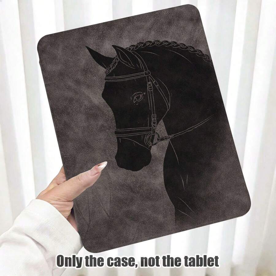 1pc Horse Pattern Flip Cover Tablet Case With Pencil Slot, 360 Degree Rotating Stand, PU Leather Case With Auto Sleep/Wake Function, Compatible With Honor Pad, Matepad, And More - Multicolor - View 1