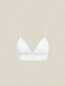 BASICS 2 piezas Top de tirantes recortado de color liso casual y top corto de manga corta holgado y transparente de malla con cuello redondo - Blanco - Ver 3