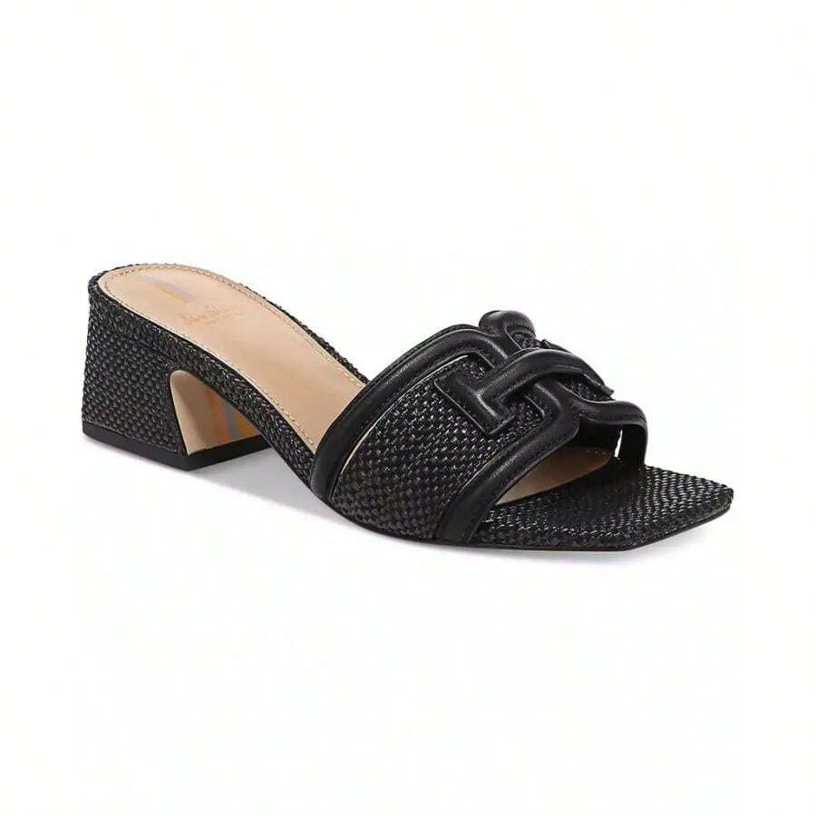 Sam Edelman Women's Waylon Block-Heel Slide Sandals | | Women Flip-Flops - 黑色編織 - 查看 1
