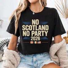 1 "No Scotland No Party 2026" T-Shirt, Scotland National Team World Cup T-Shirt, Army Tartan T-Shirt, 180g, 100% Cotton. - 黑色 - 查看 3