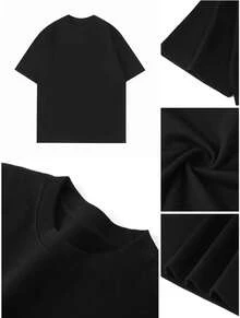 Camiseta negra de manga corta con estampado navideño latinoamericano, prenda informal, conjunto navideño, unisex. - Negro - Ver 4