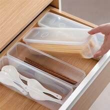 1/2pcs Long Plastic Food Storage Container, Durable & Airtight, Suitable For Refrigerator Storage Of Vegetables, Herbs Like Cilantro, Green Onion, Mint, Kitchen Organization Box - Multicolor - View 5