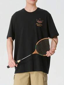Áo thun nam tay ngắn dáng rộng, thoải mái, in logo adidas. - màu đen - Xem 1