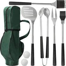 Juego de Barbecue con Diseño de Golf, 7 en 1 para Hombres, Kit de Utensilios de Cocina con Funda de Viaje, Herramientas asador con Mango cómodo, Acero Inoxidable de Alta Resistencia - Verde - Ver 8