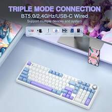 AULA F99 Pro 99% Keys Gasket-Mounted Mechanical Keyboard Tri-Mode Gaming Keyboard RGB Customized Gaming Keyboard Wireless Gaming Keyboard/2.4G USB Type-C - View 6
