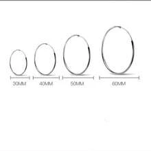 1 par de pendientes simples de plata pura S925 - Pendientes redondos hipoalergénicos para que las mujeres los usen a diario - 40 cm - Ver 10