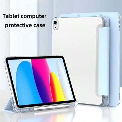 Ốp bảo vệ máy tính bảng Tab M11, ốp gập ba có khe đựng bút, vỏ mềm TPU trong suốt, kiểu dáng đơn giản/thường ngày/phổ biến, ốp bảo vệ máy tính bảng tích hợp khe đựng bút, phù hợp với iPad thế hệ thứ 10, iPad thế hệ thứ 9 10.2 inch.