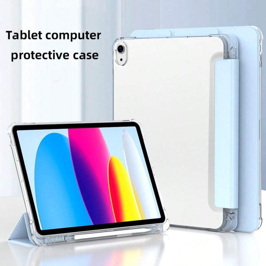 Funda protectora para tableta Tab M11, funda protectora plegable de tres partes con ranura para lápiz, carcasa blanda de TPU transparente, funda plegable simple/casual/popular para tableta, funda protectora para tableta con ranura para lápiz incorporada, adecuada para funda protectora de iPad de 10ª generación, compatible con iPad de 9ª generación de 10.2 pulgadas
