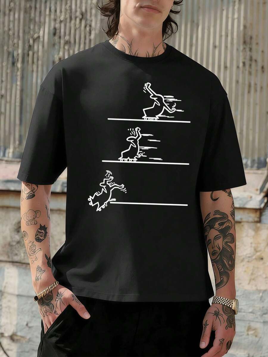 Men Plus Size T-Shirts - Black - View 1