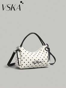 Polka Dot Cute Bow Handbag - Whether For Daily Commute Or Weekend Outings, This Bag Can Easily Elevate Your Style. Versatile Handle Design Allows For Hand-Held, Shoulder, Or Crossbody Carry. Easily Fits Daily Essentials Like Phone, Keys, Lipstick, And Powder. - Multicolor - View 3