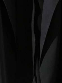 Blazer de manga larga versátil y casual de unicolor para mujer de talla grande - Negro - Ver 3