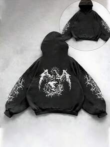 Moletom Masculino Streetwear Gospel Blusa De Frio Anjo Gotico Roupa Hip Hop Casaco De Algodão Unissex Feminino  Envio Imediato Varias Cores - Preto - Visão 1