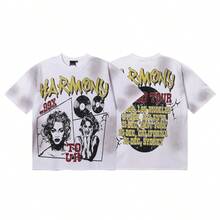 Custom-Made HARMONY Foreign Trade T-Shirts With Printed Designs, Minimum Order Of One Piece, Unisex Short-Sleeved T-Shirts From A Fashion Brand In Pure Cotton. - 黑色 - 查看 2