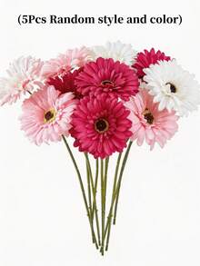 MEHELANY 10/5/1件人造絲非洲雛菊花帶莖，仿真雛菊花，大宗批發，適用於居家、婚禮、派對、花瓶、桌飾、花環、花束、胸花、訂婚、客廳、餐桌、臥室裝飾、DIY手工 - 彩色 - 查看 6