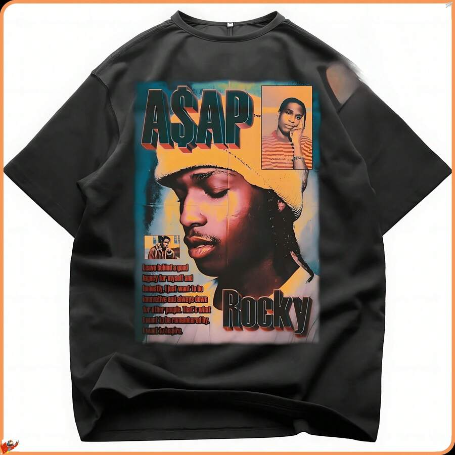 ASAP Rocky Back T-Shirt - Sundress Album - Rap Music - Fan Merch - Black - View 1